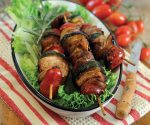 Griddled chicken skewers