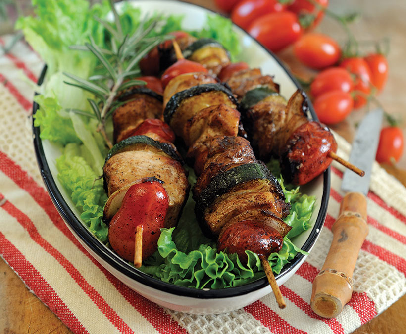 griddled chicken skewers