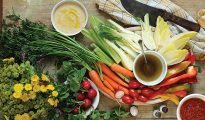 Pinzimonio vegetable selection with dips