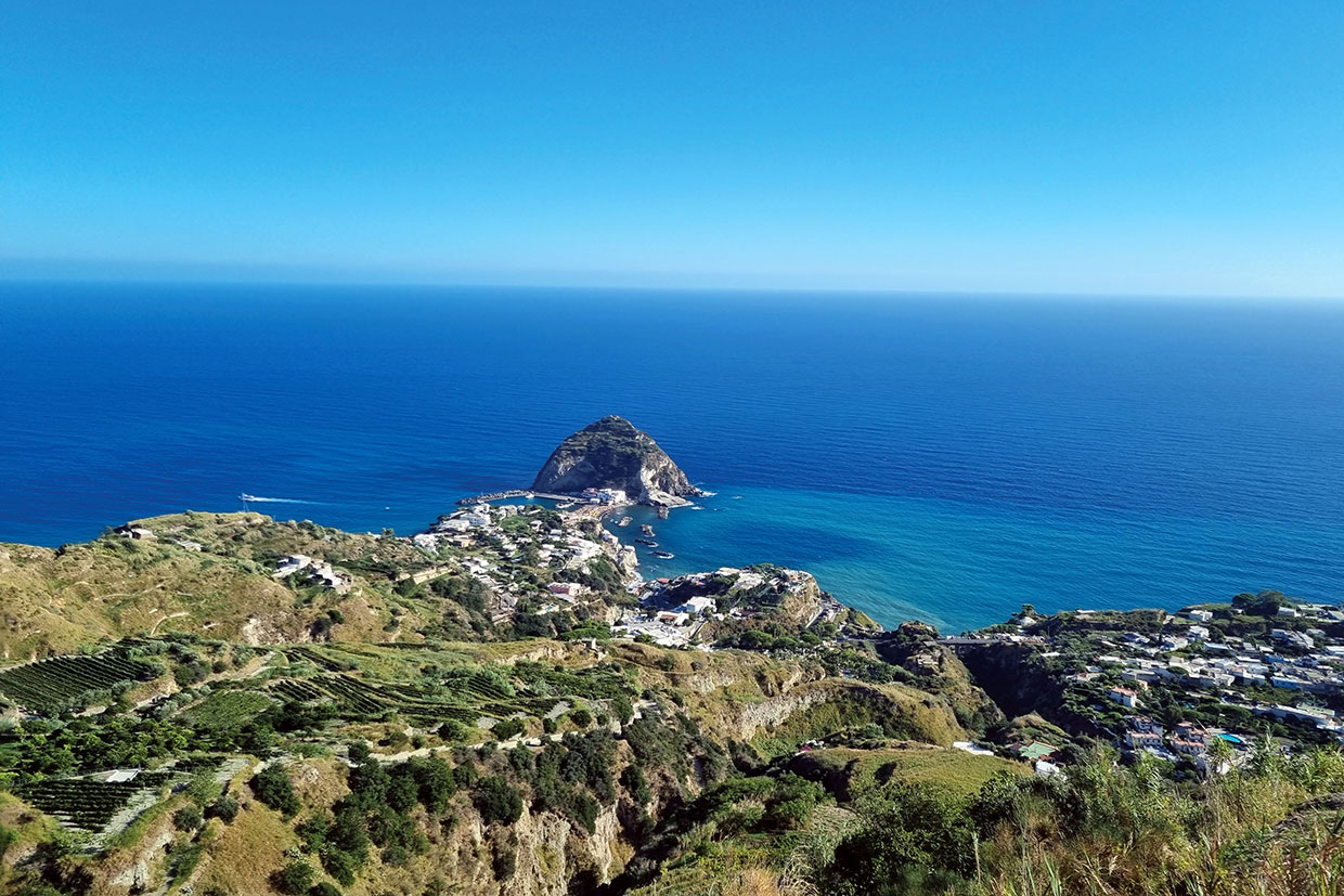 view from Ischia Sant'Angelo island into Tyrrhenian Sea, Italy