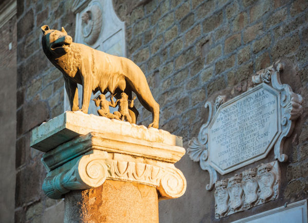 Capitoline wolf Romulus and remus in rome, italy
