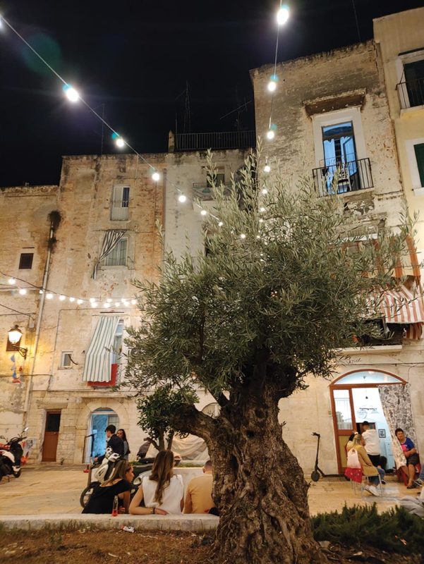 Bari Largo Albiococca town square at night