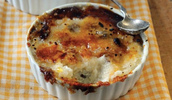rice pudding in ramekin