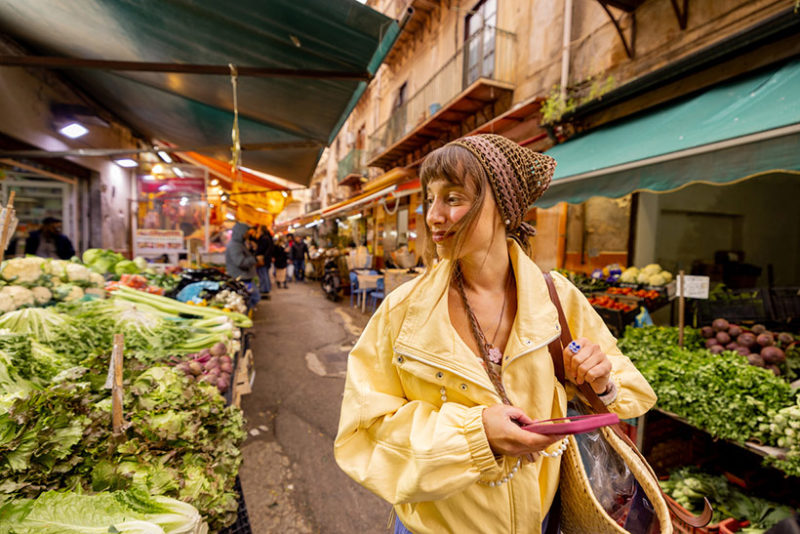 open-air vegetable market in sicily