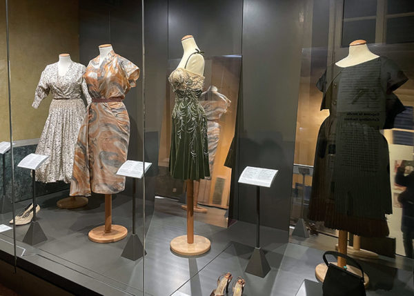 display of vintage fashion items in milan palazzo