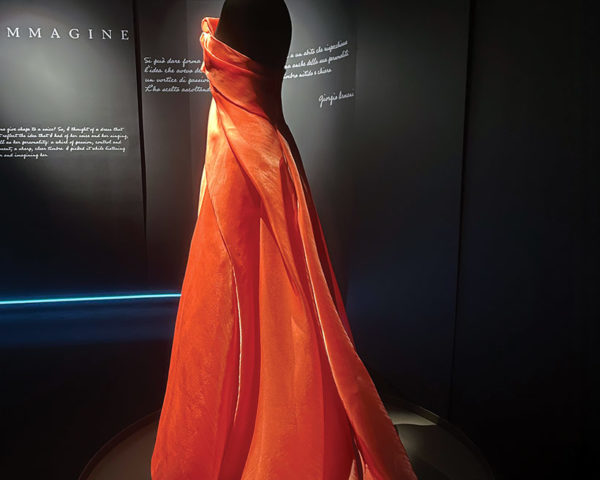 orange dress on mannequin