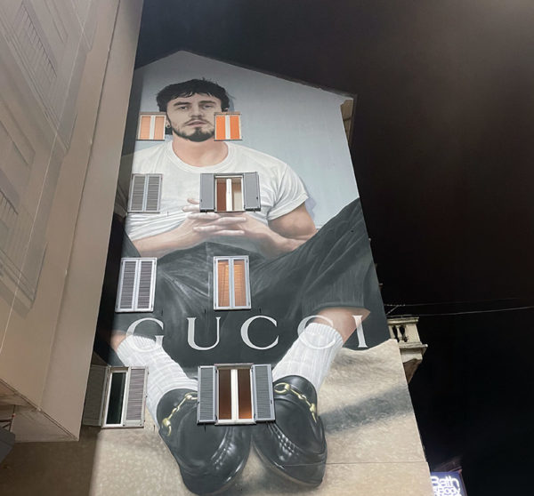 Large Gucci Mural on building in Milan