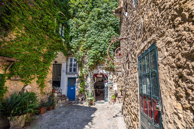 Abandoned town of Bussana Vecchia, Imperia, Liguria, Italy during summer time