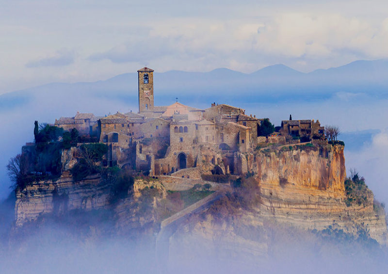 Civita di Bagnoregio looking spooky in a ghostly fog