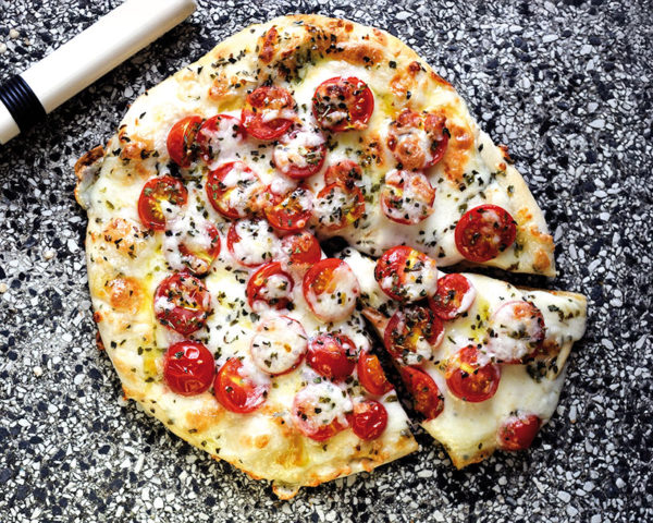 Cherry tomato and Asiago pizza