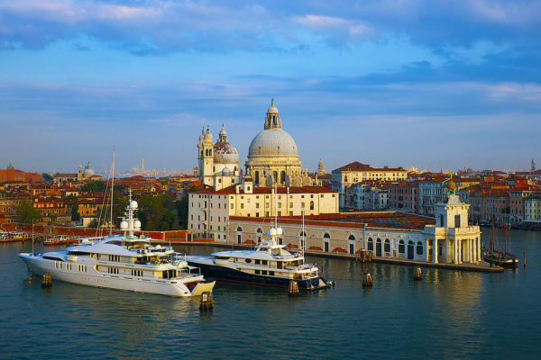 Yachts on the Grand Canal in Venice