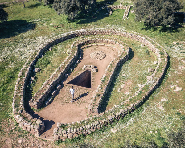 Aerial view of the sacred well of Santa Cristina