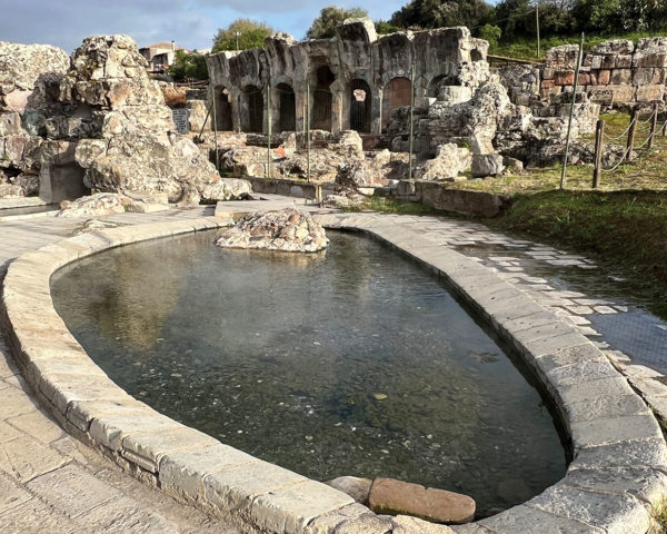 Stone thermal bath, outdoors