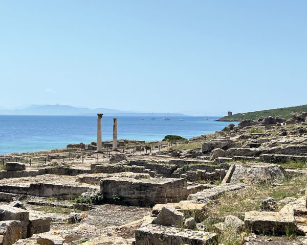 view of archaelogical ruins at Tharros