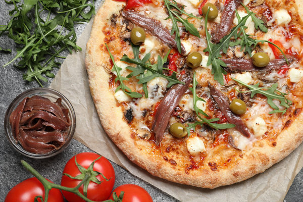 italian pizza with anchovies