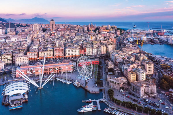 view over port of Genoa