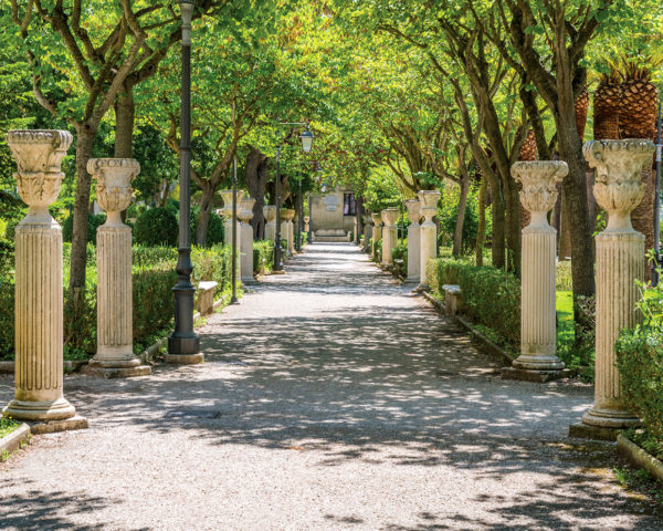 walkway in giardino ibleo with baroque columns