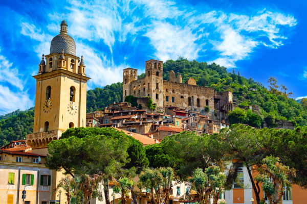 View of Dolceacqua in the hinterlands of the Riviera di Ponente, Liguria