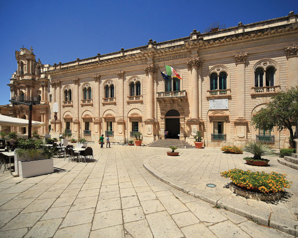 the baroque town hall of scicli, sicily